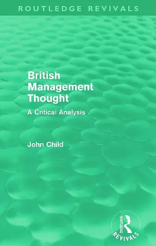 British Management Thought (Routledge Revivals) cover