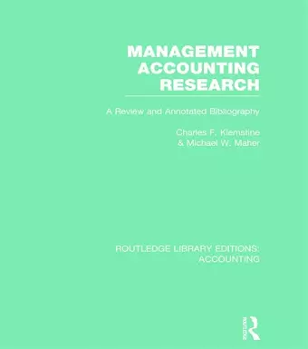 Management Accounting Research (RLE Accounting) cover