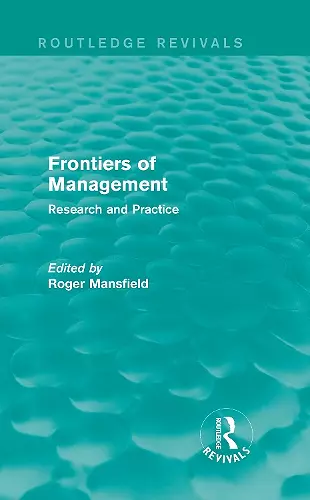 Frontiers of Management (Routledge Revivals) cover