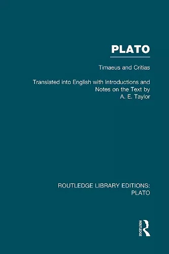 Plato: Timaeus and Critias (RLE: Plato) cover