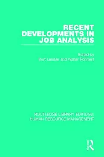 Recent Developments in Job Analysis cover