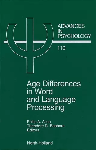 Age Differences in Word and Language Processing cover