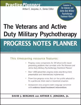 The Veterans and Active Duty Military Psychotherapy Progress Notes Planner cover