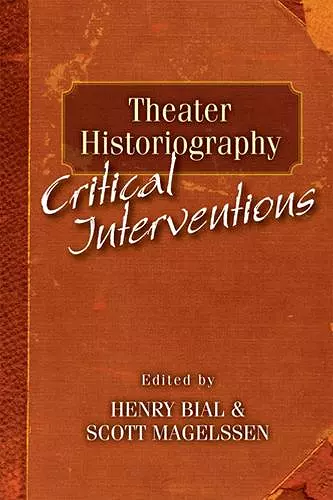 Theater Historiography cover