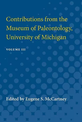 Contributions from the Museum of Paleontology cover