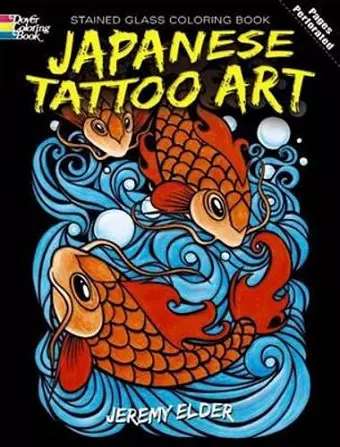 Japanese Tattoo Art Stained Glass Coloring Book cover