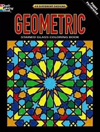 Geometric Stained Glass Coloring Book cover