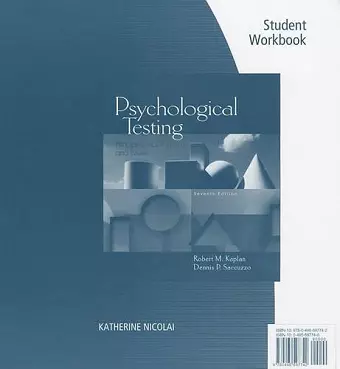 Student Workbook for Kaplan/Saccuzzo's Psychological Testing: Principles, Applications, and Issues, 7th cover