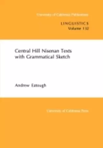 Central Hill Nisenan Texts with Grammatical Sketch cover