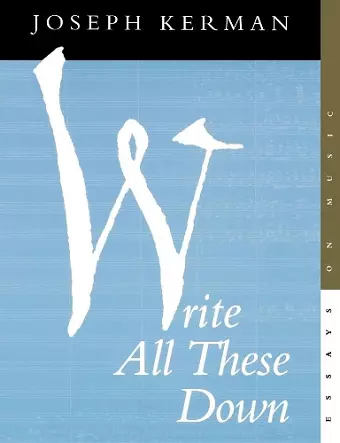 Write All These Down cover