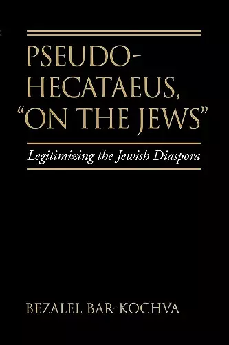 Pseudo Hecataeus, On the Jews cover