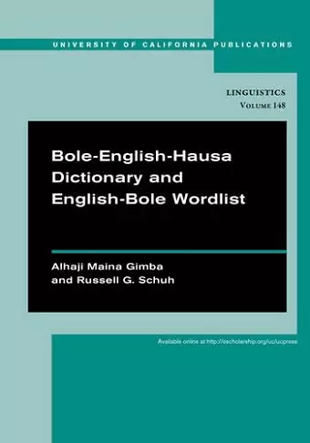 Bole-English-Hausa Dictionary and English-Bole Wordlist cover