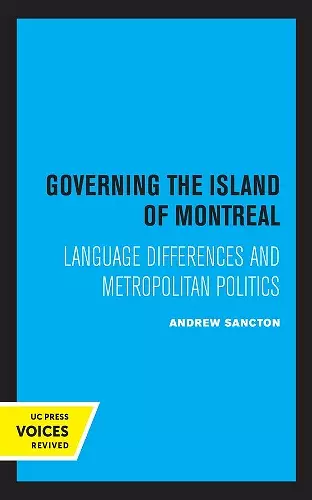 Governing the Island of Montreal cover