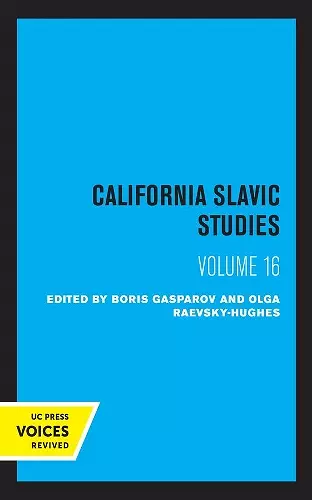 California Slavic Studies, Volume XVI cover