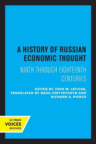 A History of Russian Economic Thought cover