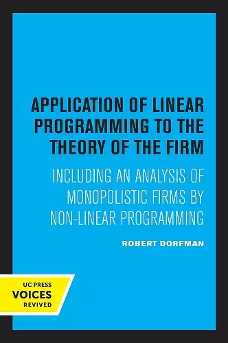 Application of Linear Programming to the Theory of the Firm cover