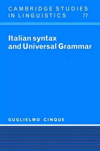 Italian Syntax and Universal Grammar cover