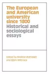 The European and American University since 1800 cover