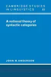 A Notional Theory of Syntactic Categories cover