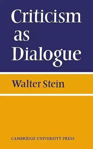 Criticism As Dialogue cover