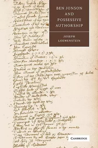 Ben Jonson and Possessive Authorship cover
