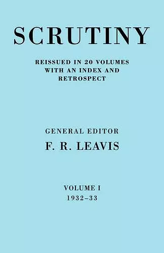 Scrutiny: A Quarterly Review Vol 1 1932-33 cover