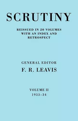 Scrutiny: A Quarterly Review vol. 2 1933-34 cover