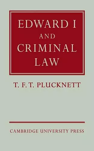 Edward I and Criminal Law cover