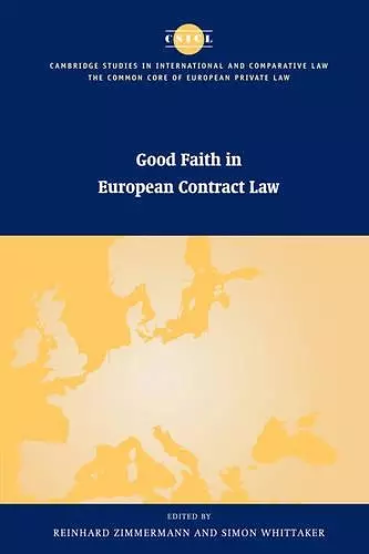 Good Faith in European Contract Law cover