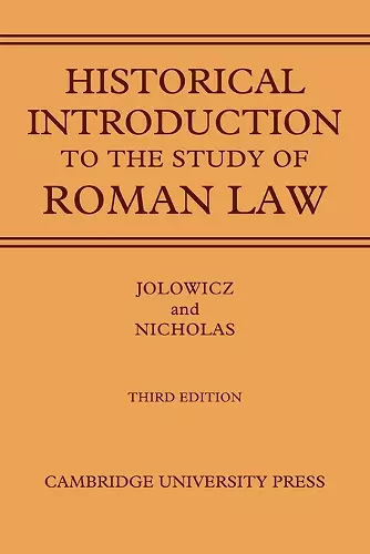 A Historical Introduction to the Study of Roman Law cover