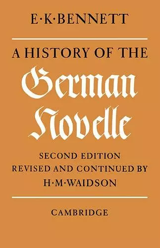 A History of the German Novelle cover