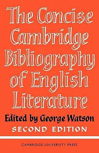 The Concise Cambridge Bibliography of English Literature, 600–1950 cover