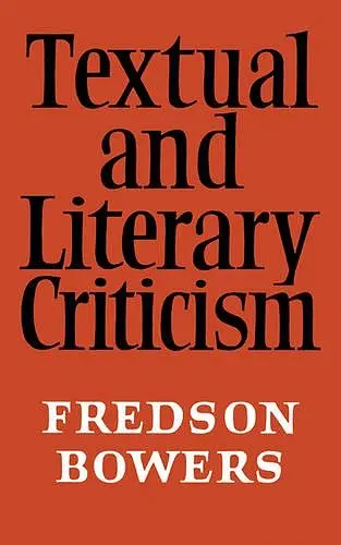 Textual and Literary Criticism cover