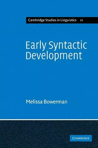 Early Syntactic Development cover