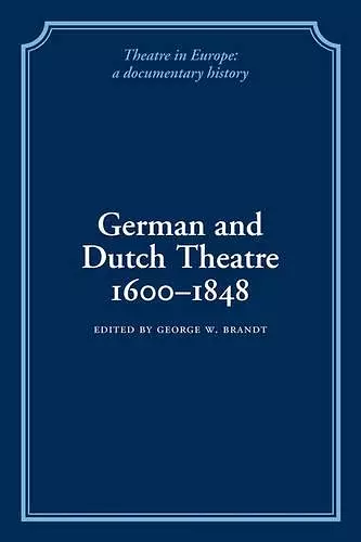 German and Dutch Theatre, 1600–1848 cover