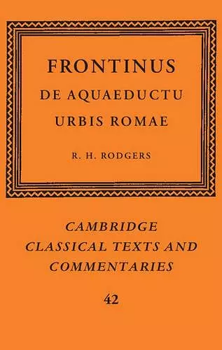 Frontinus: De Aquaeductu Urbis Romae cover