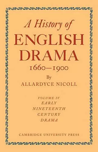 A History of English Drama 1660-1900 cover