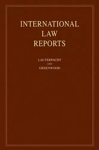 International Law Reports: Volume 139 cover