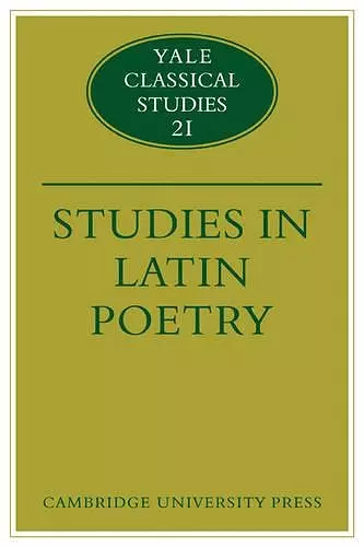 Studies in Latin Poetry cover