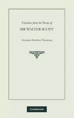 Selections from the Poems of Sir Walter Scott cover