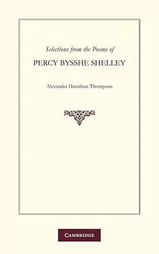 Selections from the Poems of Percy Bysshe Shelley cover