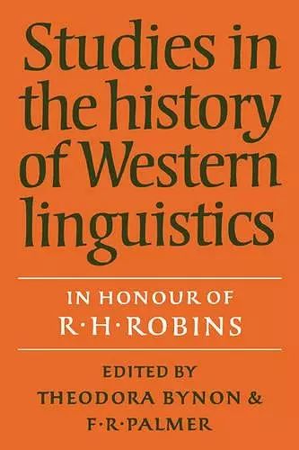 Studies in the History of Western Linguistics cover