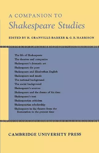 Companion to Shakespeare Studies cover