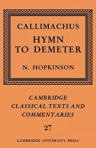 Callimachus: Hymn to Demeter cover