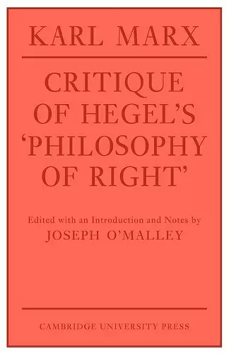 Critique of Hegel's 'Philosophy Of Right' cover