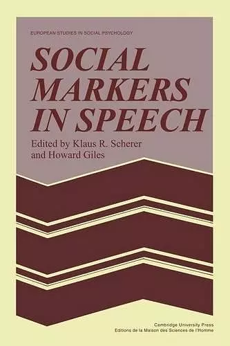 Social Markers in Speech cover