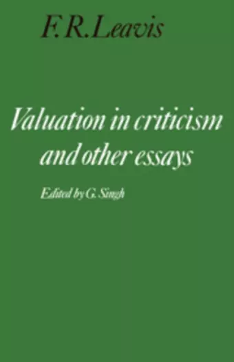 Valuation in Criticism and Other Essays cover