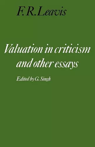 Valuation in Criticism and Other Essays cover