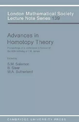 Advances in Homotopy Theory cover