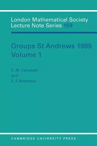 Groups St Andrews 1989: Volume 1 cover